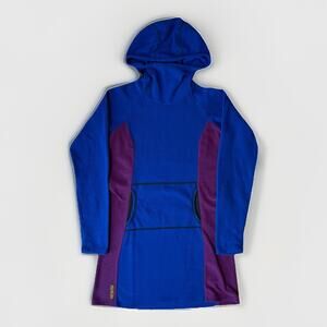 Melanzana Micro Grid Hoodie Dress Women's Medium Blue Purple Long Pullover